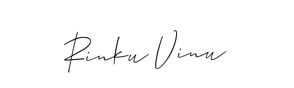 Similarly Allison_Script is the best handwritten signature design. Signature creator online .You can use it as an online autograph creator for name Rinku Vinu. Rinku Vinu signature style 2 images and pictures png