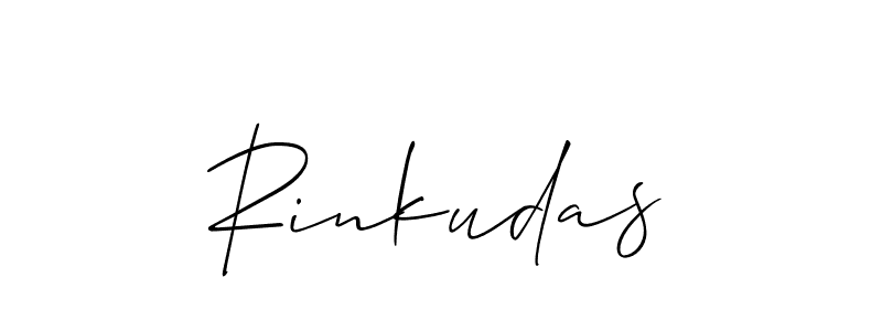 Make a beautiful signature design for name Rinkudas. With this signature (Allison_Script) style, you can create a handwritten signature for free. Rinkudas signature style 2 images and pictures png