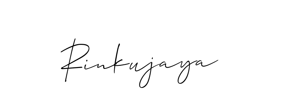 Use a signature maker to create a handwritten signature online. With this signature software, you can design (Allison_Script) your own signature for name Rinkujaya. Rinkujaya signature style 2 images and pictures png