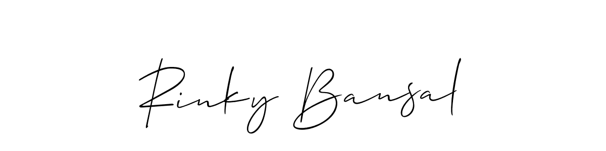 How to make Rinky Bansal signature? Allison_Script is a professional autograph style. Create handwritten signature for Rinky Bansal name. Rinky Bansal signature style 2 images and pictures png