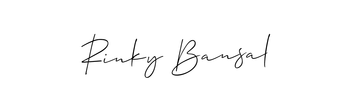 Use a signature maker to create a handwritten signature online. With this signature software, you can design (Allison_Script) your own signature for name Rinky Bansal. Rinky Bansal signature style 2 images and pictures png