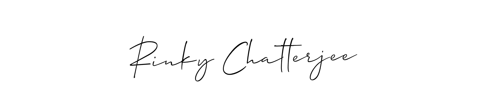 The best way (Allison_Script) to make a short signature is to pick only two or three words in your name. The name Rinky Chatterjee include a total of six letters. For converting this name. Rinky Chatterjee signature style 2 images and pictures png