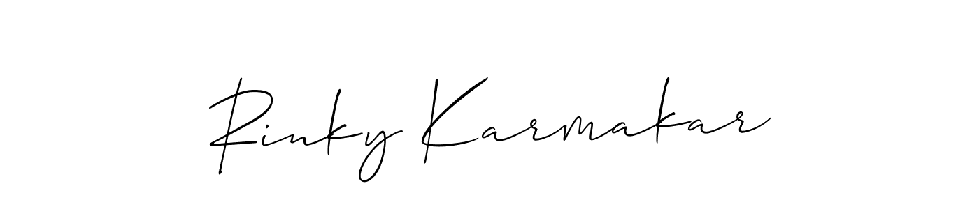 Create a beautiful signature design for name Rinky Karmakar. With this signature (Allison_Script) fonts, you can make a handwritten signature for free. Rinky Karmakar signature style 2 images and pictures png
