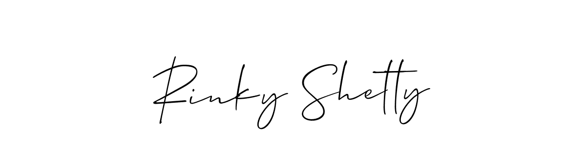 Make a beautiful signature design for name Rinky Shetty. With this signature (Allison_Script) style, you can create a handwritten signature for free. Rinky Shetty signature style 2 images and pictures png