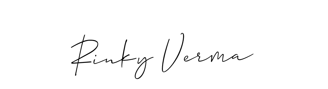 How to make Rinky Verma name signature. Use Allison_Script style for creating short signs online. This is the latest handwritten sign. Rinky Verma signature style 2 images and pictures png