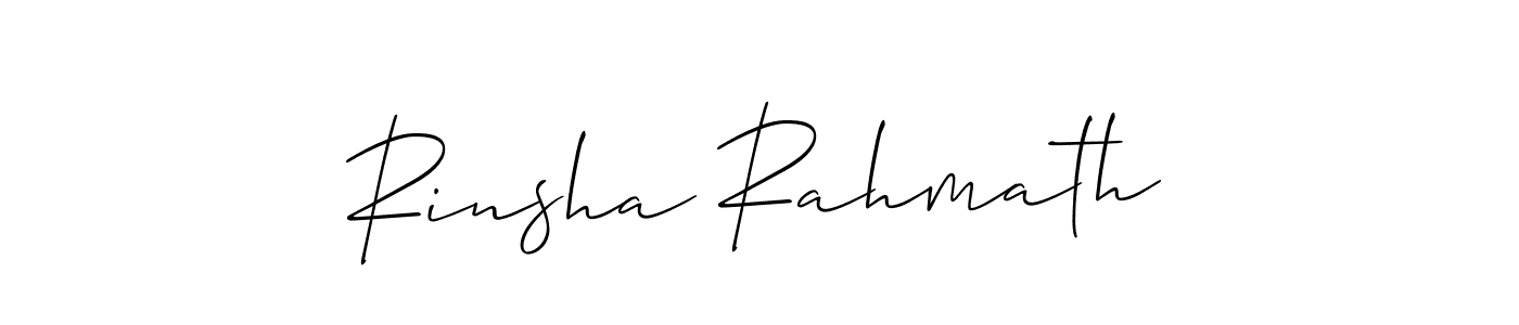 Make a beautiful signature design for name Rinsha Rahmath. With this signature (Allison_Script) style, you can create a handwritten signature for free. Rinsha Rahmath signature style 2 images and pictures png