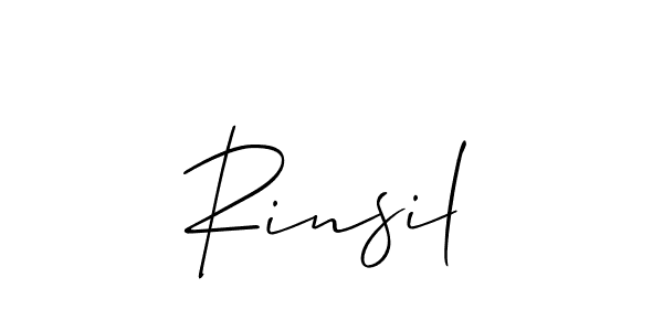 The best way (Allison_Script) to make a short signature is to pick only two or three words in your name. The name Rinsil include a total of six letters. For converting this name. Rinsil signature style 2 images and pictures png