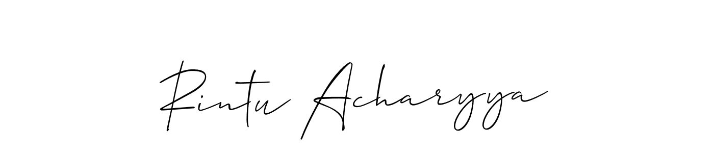 Use a signature maker to create a handwritten signature online. With this signature software, you can design (Allison_Script) your own signature for name Rintu Acharyya. Rintu Acharyya signature style 2 images and pictures png