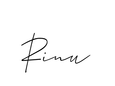 The best way (Allison_Script) to make a short signature is to pick only two or three words in your name. The name Rinu include a total of six letters. For converting this name. Rinu signature style 2 images and pictures png
