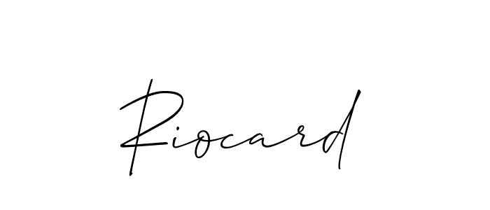 It looks lik you need a new signature style for name Riocard. Design unique handwritten (Allison_Script) signature with our free signature maker in just a few clicks. Riocard signature style 2 images and pictures png