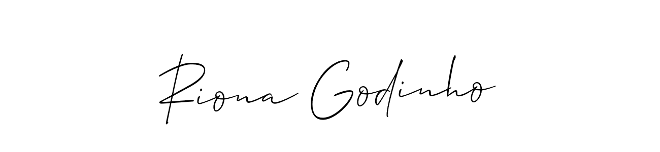 How to make Riona Godinho name signature. Use Allison_Script style for creating short signs online. This is the latest handwritten sign. Riona Godinho signature style 2 images and pictures png