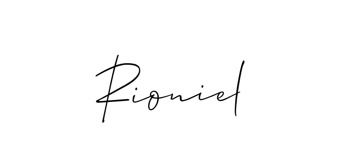 Create a beautiful signature design for name Rioniel. With this signature (Allison_Script) fonts, you can make a handwritten signature for free. Rioniel signature style 2 images and pictures png