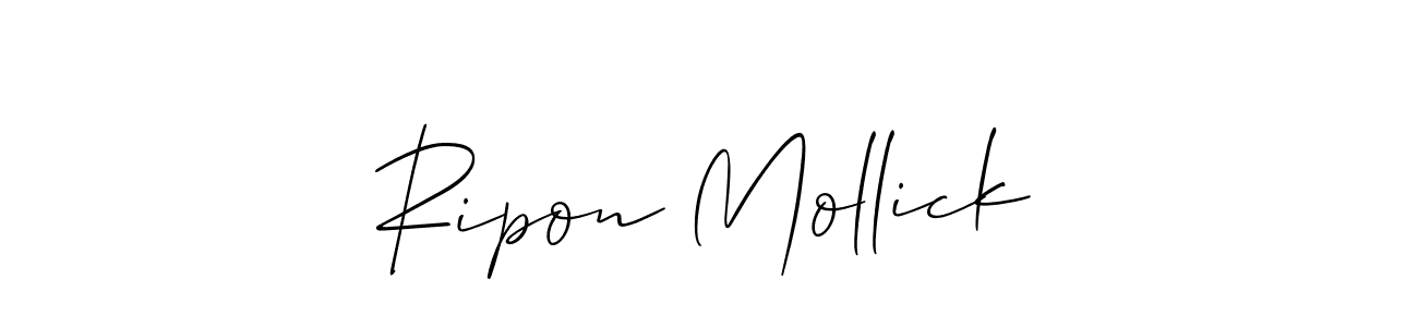 Create a beautiful signature design for name Ripon Mollick. With this signature (Allison_Script) fonts, you can make a handwritten signature for free. Ripon Mollick signature style 2 images and pictures png