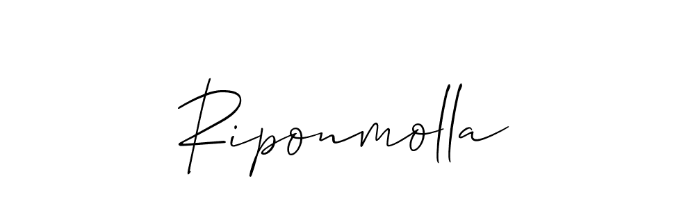 The best way (Allison_Script) to make a short signature is to pick only two or three words in your name. The name Riponmolla include a total of six letters. For converting this name. Riponmolla signature style 2 images and pictures png