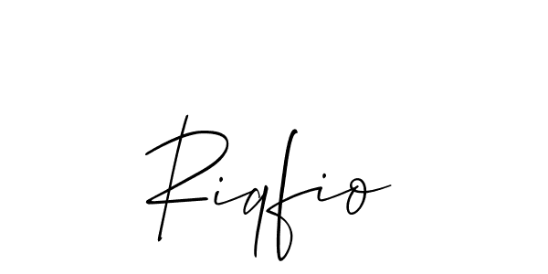 Design your own signature with our free online signature maker. With this signature software, you can create a handwritten (Allison_Script) signature for name Riqfio. Riqfio signature style 2 images and pictures png