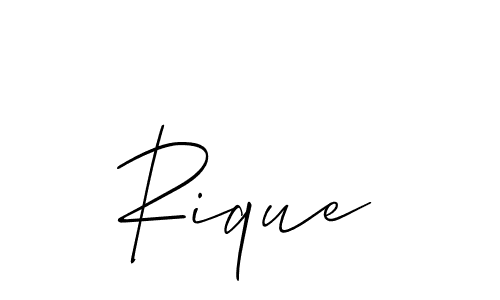 It looks lik you need a new signature style for name Rique. Design unique handwritten (Allison_Script) signature with our free signature maker in just a few clicks. Rique signature style 2 images and pictures png