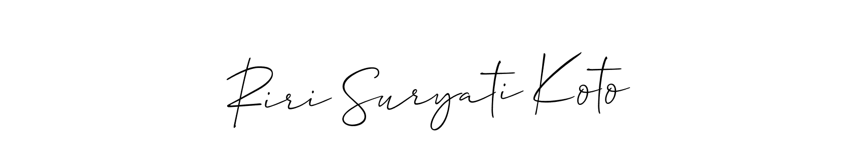 How to Draw Riri Suryati Koto signature style? Allison_Script is a latest design signature styles for name Riri Suryati Koto. Riri Suryati Koto signature style 2 images and pictures png
