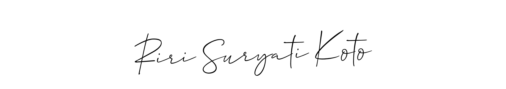 How to Draw Riri Suryati Koto signature style? Allison_Script is a latest design signature styles for name Riri Suryati Koto. Riri Suryati Koto signature style 2 images and pictures png