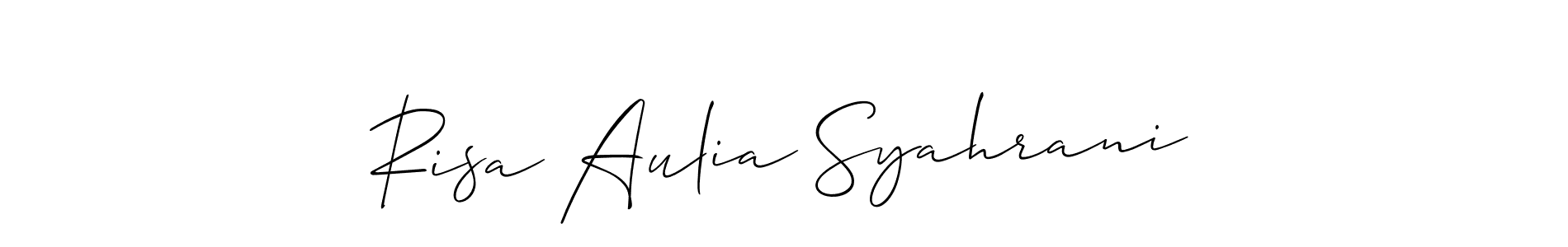 How to Draw Risa Aulia Syahrani signature style? Allison_Script is a latest design signature styles for name Risa Aulia Syahrani. Risa Aulia Syahrani signature style 2 images and pictures png