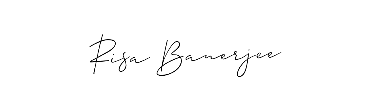 How to make Risa Banerjee name signature. Use Allison_Script style for creating short signs online. This is the latest handwritten sign. Risa Banerjee signature style 2 images and pictures png