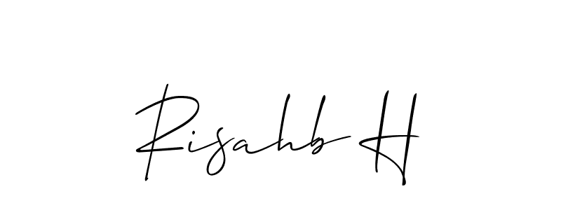 How to make Risahb H name signature. Use Allison_Script style for creating short signs online. This is the latest handwritten sign. Risahb H signature style 2 images and pictures png