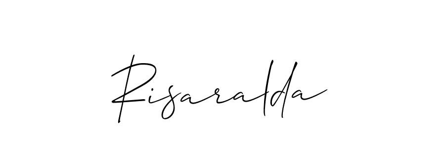 The best way (Allison_Script) to make a short signature is to pick only two or three words in your name. The name Risaralda include a total of six letters. For converting this name. Risaralda signature style 2 images and pictures png