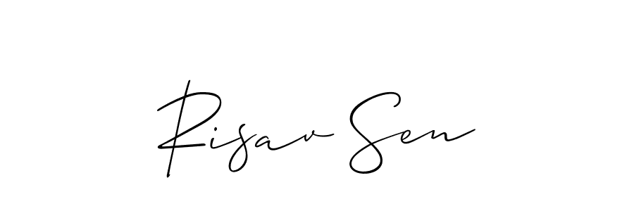 Use a signature maker to create a handwritten signature online. With this signature software, you can design (Allison_Script) your own signature for name Risav Sen. Risav Sen signature style 2 images and pictures png