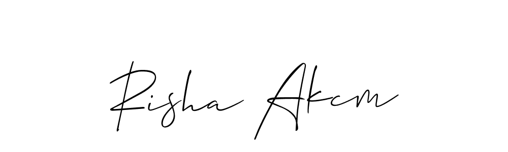 The best way (Allison_Script) to make a short signature is to pick only two or three words in your name. The name Risha Akcm include a total of six letters. For converting this name. Risha Akcm signature style 2 images and pictures png