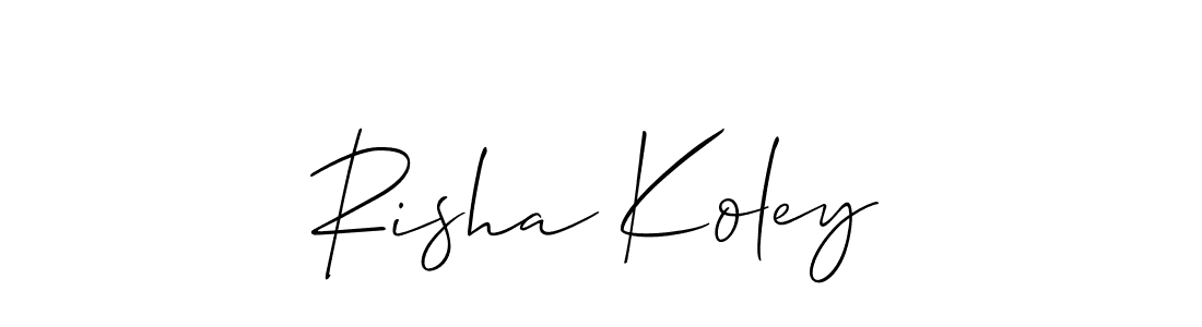 Allison_Script is a professional signature style that is perfect for those who want to add a touch of class to their signature. It is also a great choice for those who want to make their signature more unique. Get Risha Koley name to fancy signature for free. Risha Koley signature style 2 images and pictures png