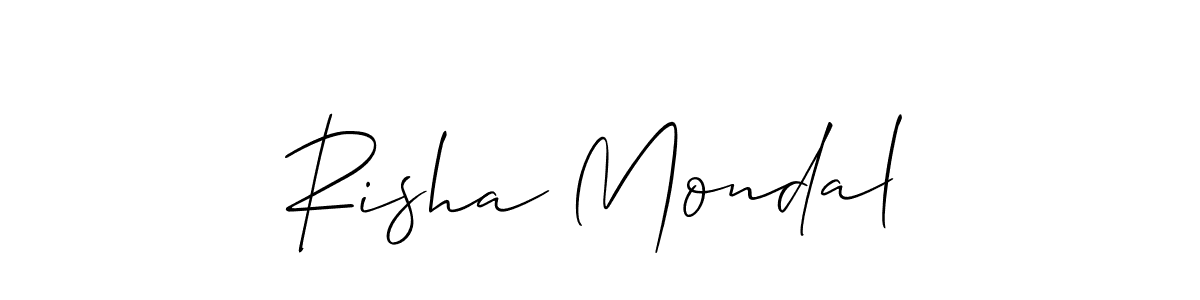 Similarly Allison_Script is the best handwritten signature design. Signature creator online .You can use it as an online autograph creator for name Risha Mondal. Risha Mondal signature style 2 images and pictures png