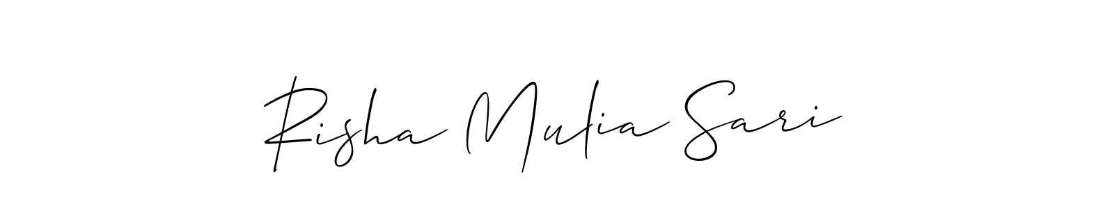 Also we have Risha Mulia Sari name is the best signature style. Create professional handwritten signature collection using Allison_Script autograph style. Risha Mulia Sari signature style 2 images and pictures png