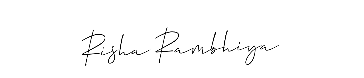 Also we have Risha Rambhiya name is the best signature style. Create professional handwritten signature collection using Allison_Script autograph style. Risha Rambhiya signature style 2 images and pictures png