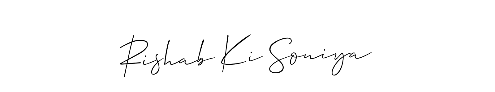 How to make Rishab Ki Soniya signature? Allison_Script is a professional autograph style. Create handwritten signature for Rishab Ki Soniya name. Rishab Ki Soniya signature style 2 images and pictures png