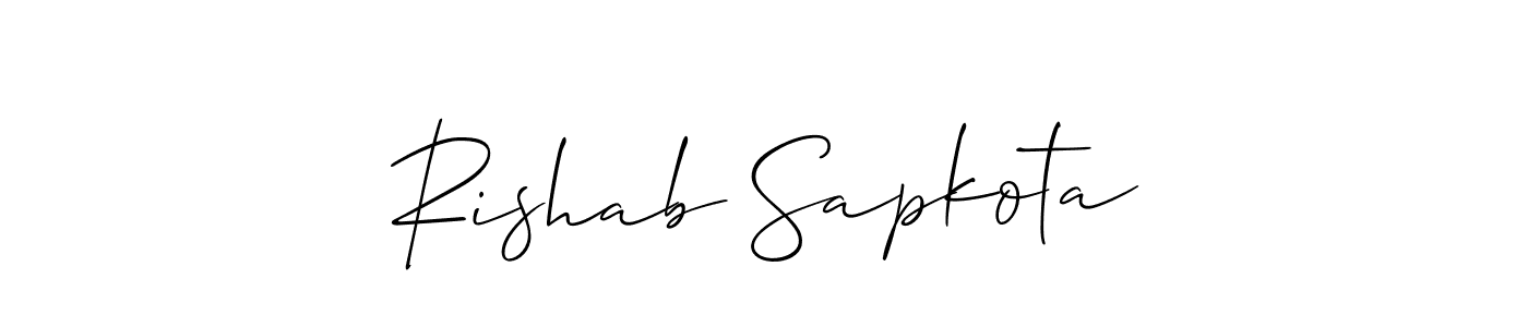Also You can easily find your signature by using the search form. We will create Rishab Sapkota name handwritten signature images for you free of cost using Allison_Script sign style. Rishab Sapkota signature style 2 images and pictures png