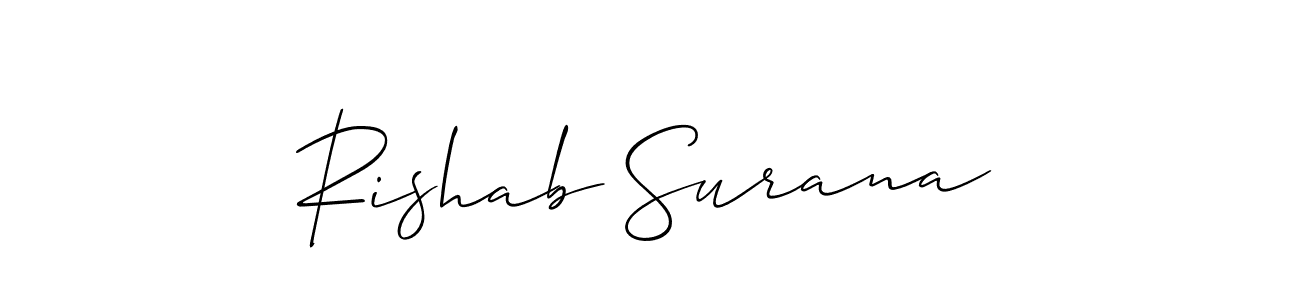 Also we have Rishab Surana name is the best signature style. Create professional handwritten signature collection using Allison_Script autograph style. Rishab Surana signature style 2 images and pictures png