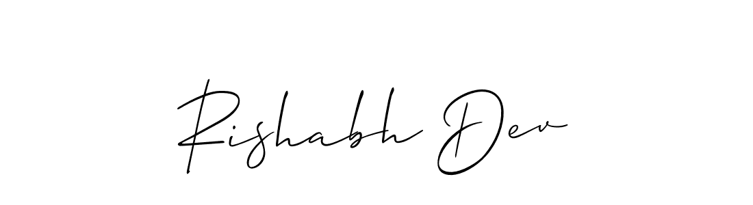 It looks lik you need a new signature style for name Rishabh Dev. Design unique handwritten (Allison_Script) signature with our free signature maker in just a few clicks. Rishabh Dev signature style 2 images and pictures png