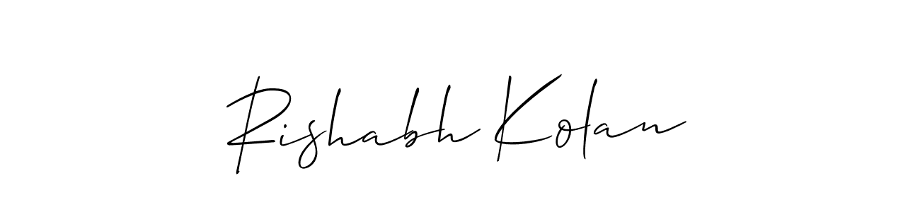 This is the best signature style for the Rishabh Kolan name. Also you like these signature font (Allison_Script). Mix name signature. Rishabh Kolan signature style 2 images and pictures png