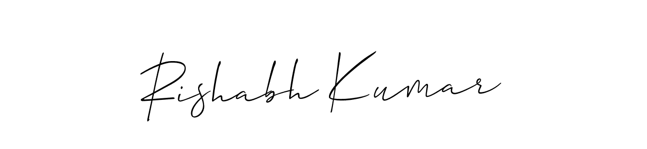 The best way (Allison_Script) to make a short signature is to pick only two or three words in your name. The name Rishabh Kumar include a total of six letters. For converting this name. Rishabh Kumar signature style 2 images and pictures png