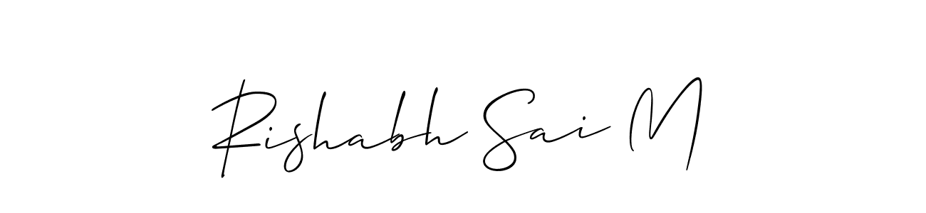 Design your own signature with our free online signature maker. With this signature software, you can create a handwritten (Allison_Script) signature for name Rishabh Sai M. Rishabh Sai M signature style 2 images and pictures png