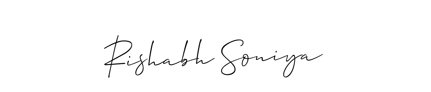 Make a short Rishabh Soniya signature style. Manage your documents anywhere anytime using Allison_Script. Create and add eSignatures, submit forms, share and send files easily. Rishabh Soniya signature style 2 images and pictures png