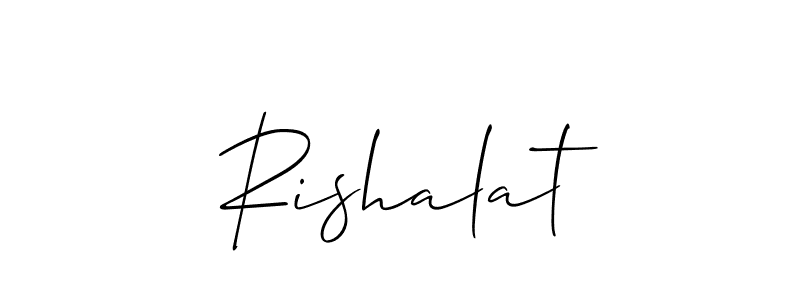 The best way (Allison_Script) to make a short signature is to pick only two or three words in your name. The name Rishalat include a total of six letters. For converting this name. Rishalat signature style 2 images and pictures png
