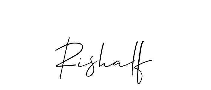 How to make Rishalf name signature. Use Allison_Script style for creating short signs online. This is the latest handwritten sign. Rishalf signature style 2 images and pictures png