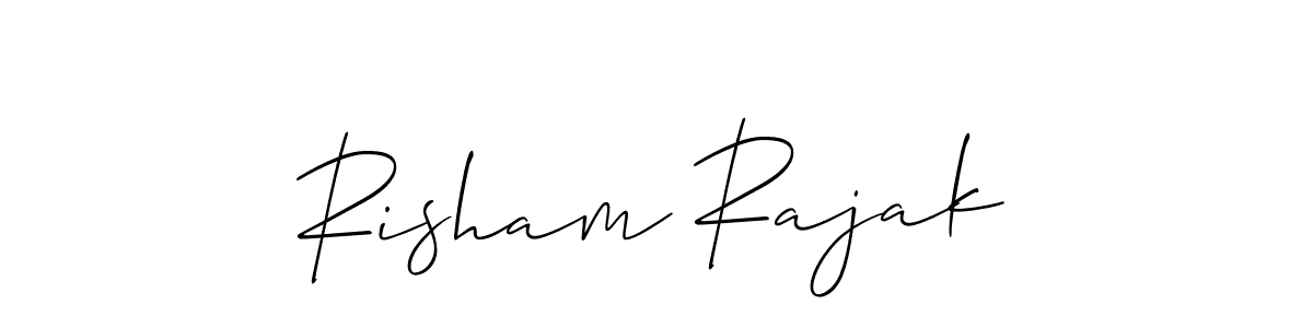 How to make Risham Rajak name signature. Use Allison_Script style for creating short signs online. This is the latest handwritten sign. Risham Rajak signature style 2 images and pictures png