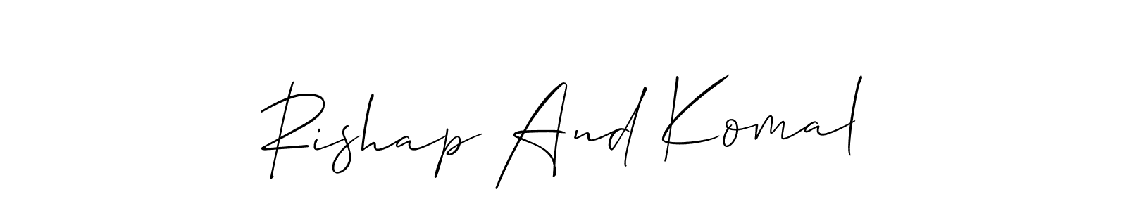 You should practise on your own different ways (Allison_Script) to write your name (Rishap And Komal) in signature. don't let someone else do it for you. Rishap And Komal signature style 2 images and pictures png