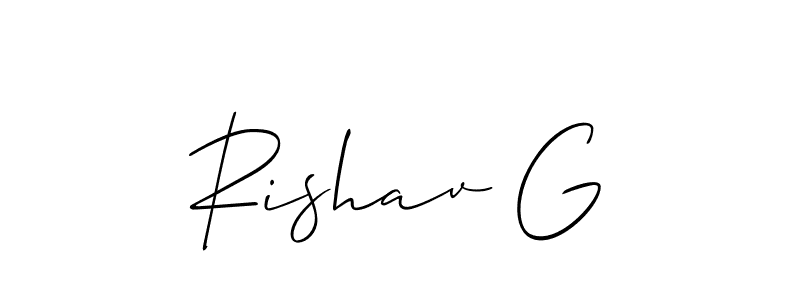 Make a short Rishav G signature style. Manage your documents anywhere anytime using Allison_Script. Create and add eSignatures, submit forms, share and send files easily. Rishav G signature style 2 images and pictures png