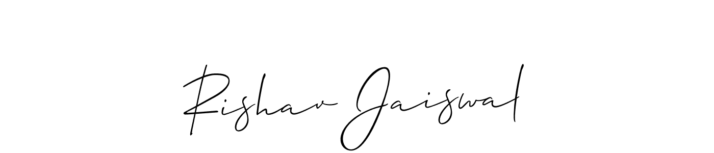 This is the best signature style for the Rishav Jaiswal name. Also you like these signature font (Allison_Script). Mix name signature. Rishav Jaiswal signature style 2 images and pictures png