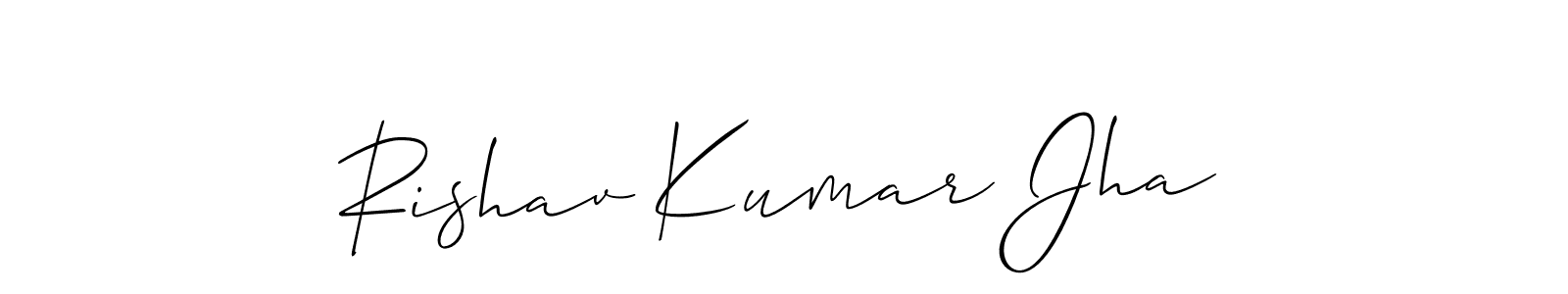 How to Draw Rishav Kumar Jha signature style? Allison_Script is a latest design signature styles for name Rishav Kumar Jha. Rishav Kumar Jha signature style 2 images and pictures png