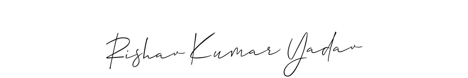 You should practise on your own different ways (Allison_Script) to write your name (Rishav Kumar Yadav) in signature. don't let someone else do it for you. Rishav Kumar Yadav signature style 2 images and pictures png