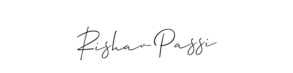 How to make Rishav Passi name signature. Use Allison_Script style for creating short signs online. This is the latest handwritten sign. Rishav Passi signature style 2 images and pictures png