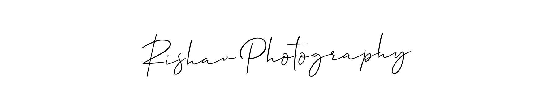 Use a signature maker to create a handwritten signature online. With this signature software, you can design (Allison_Script) your own signature for name Rishav Photography. Rishav Photography signature style 2 images and pictures png